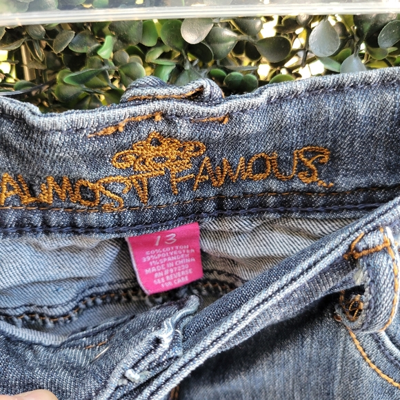 Almost Famous~Denim Shorts Double Button Raw Hem Size 13 - Picture 5 of 7